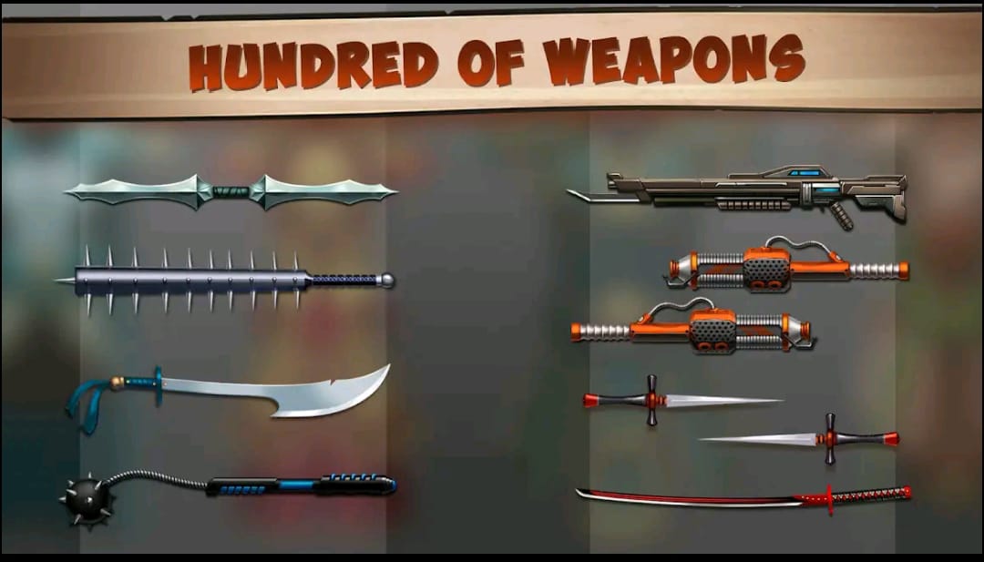 Weapon selection screen with swords and combat tools