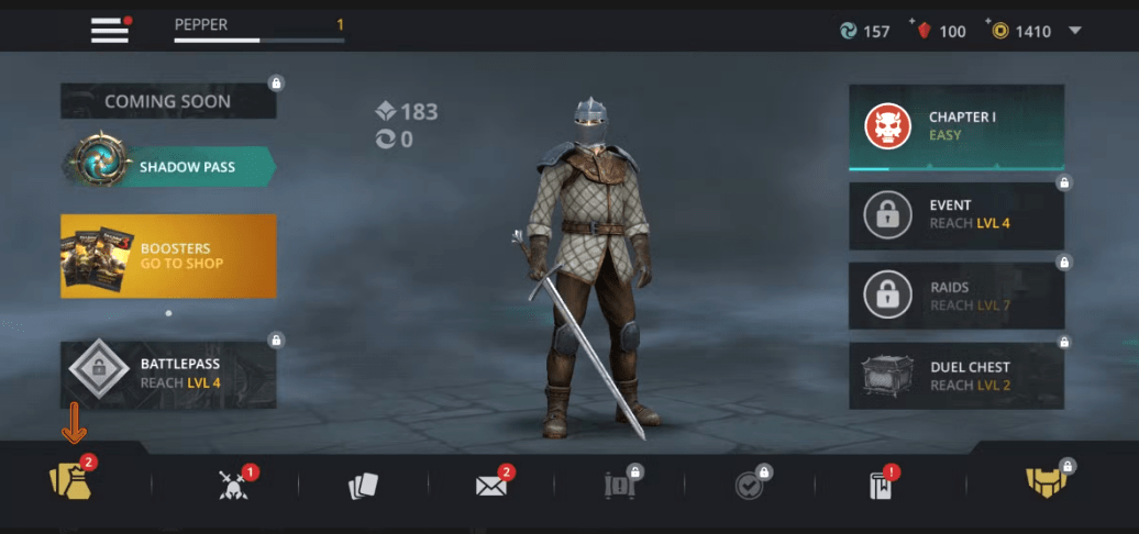Setting step of entering Promo code im Shadow Fight 3